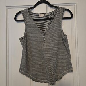 Anthropologie Small Striped Gray Sleeveless Top